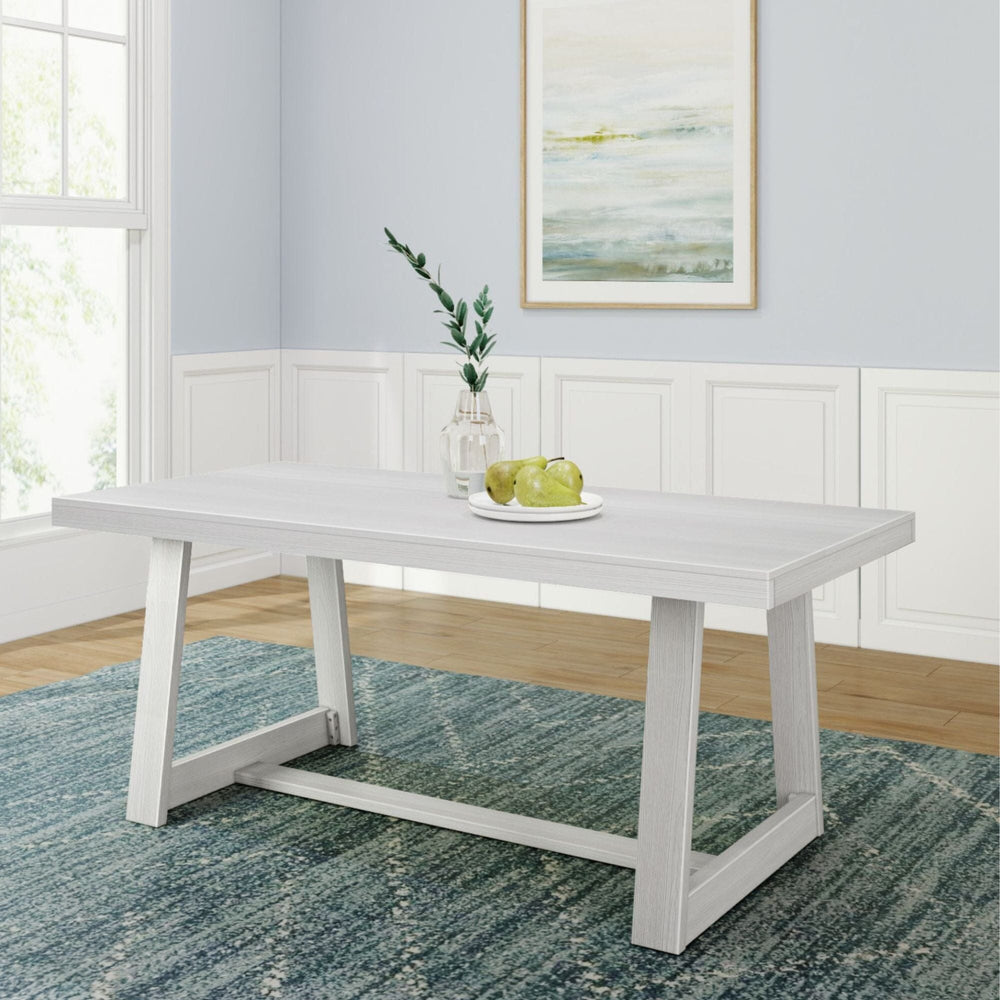Classic Solid Wood Dining Table - 72" Dining Plank+Beam White Wirebrush 