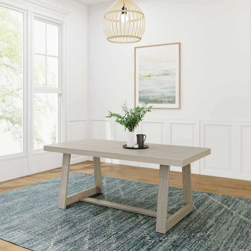 Classic Solid Wood Dining Table - 72" Dining Plank+Beam Seashell Wirebrush 