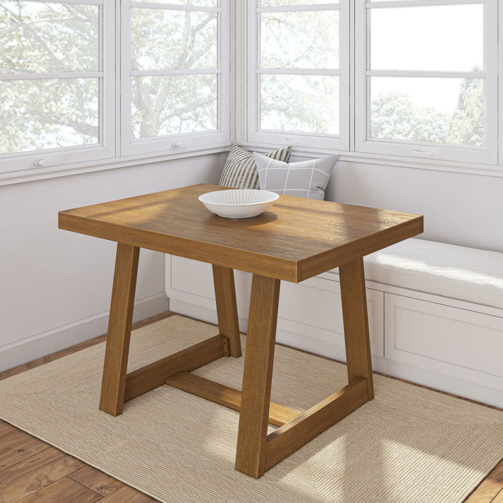 Classic Solid Wood Kitchen Table - 48 Inches Dining Table Plank+Beam Pecan Wirebrush 