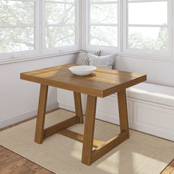 Classic Solid Wood Kitchen Table - 48 Inches Dining Plank+Beam Pecan Wirebrush 