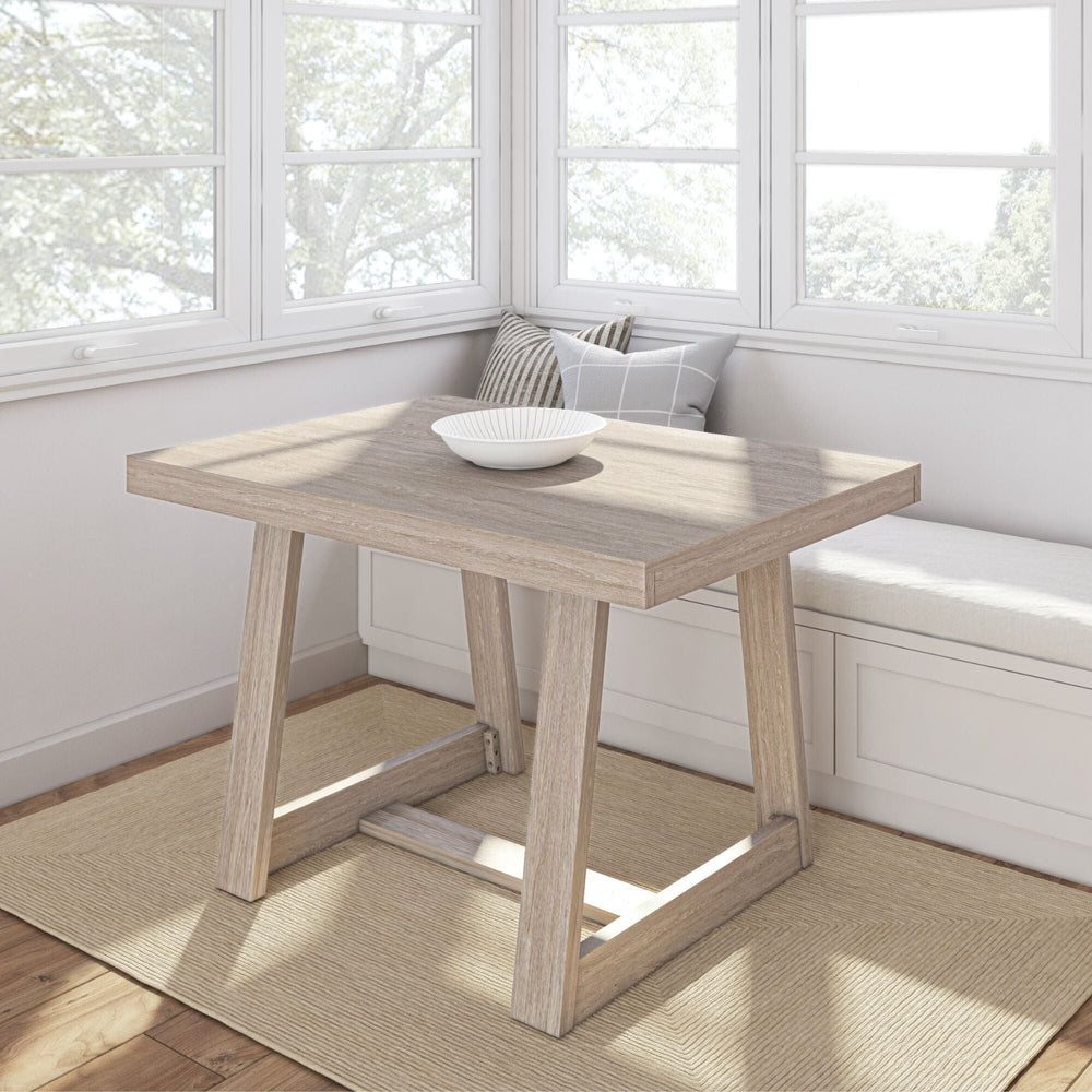 Classic Solid Wood Kitchen Table - 48 Inches Dining Plank+Beam Seashell Wirebrush 
