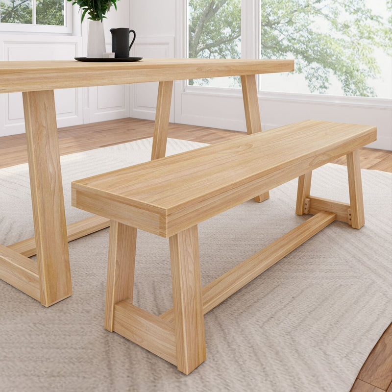 Classic Dining Bench - 60" Dining Bench Plank+Beam Blonde Wirebrush 