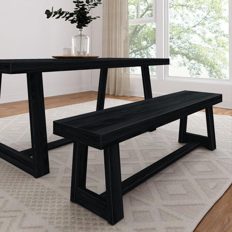 Classic Dining Bench - 60" Dining Bench Plank+Beam Black Wirebrush 