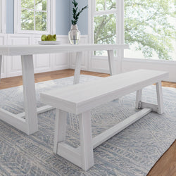 Classic Dining Bench Dining Plank+Beam White Wirebrush 