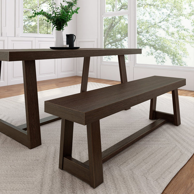 Classic Dining Bench - 60" Dining Bench Plank+Beam Walnut Wirebrush 