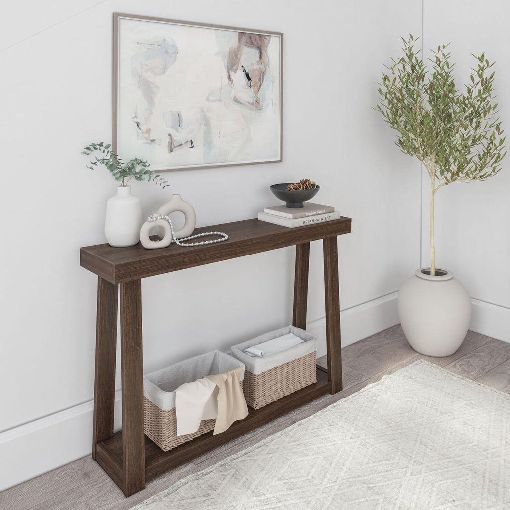 Classic Console Table with Shelf - 46” - Walnut