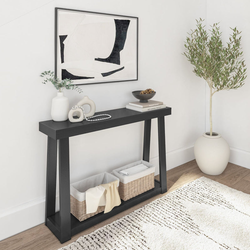 Classic Console Table with Shelf - 46” Console Table Plank+Beam Black 