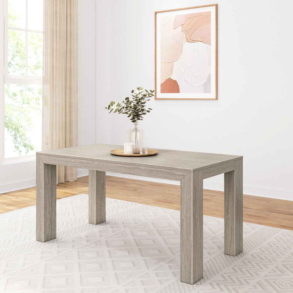 Modern Solid Wood Dining Table - 60 Inches Dining Plank+Beam Seashell Wirebrush 