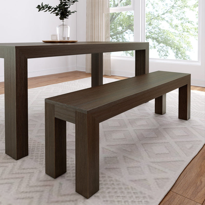 Modern Dining Bench - 61" Dining Bench Plank+Beam Walnut Wirebrush 