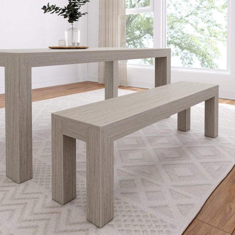 Modern Dining Bench - 61" Dining Bench Plank+Beam Seashell Wirebrush 