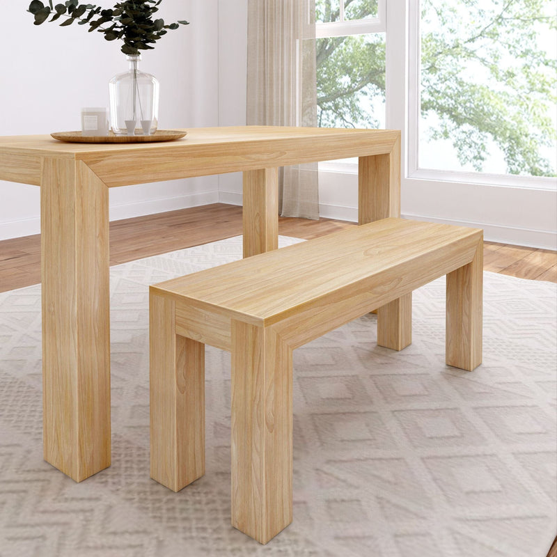 Modern Dining Bench - 49" Dining Bench Plank+Beam Blonde Wirebrush 