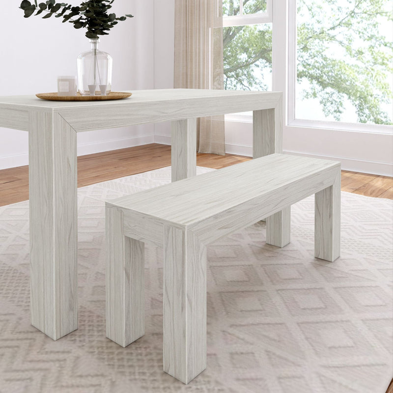 Modern Dining Bench - 49" Dining Bench Plank+Beam Coastal White 