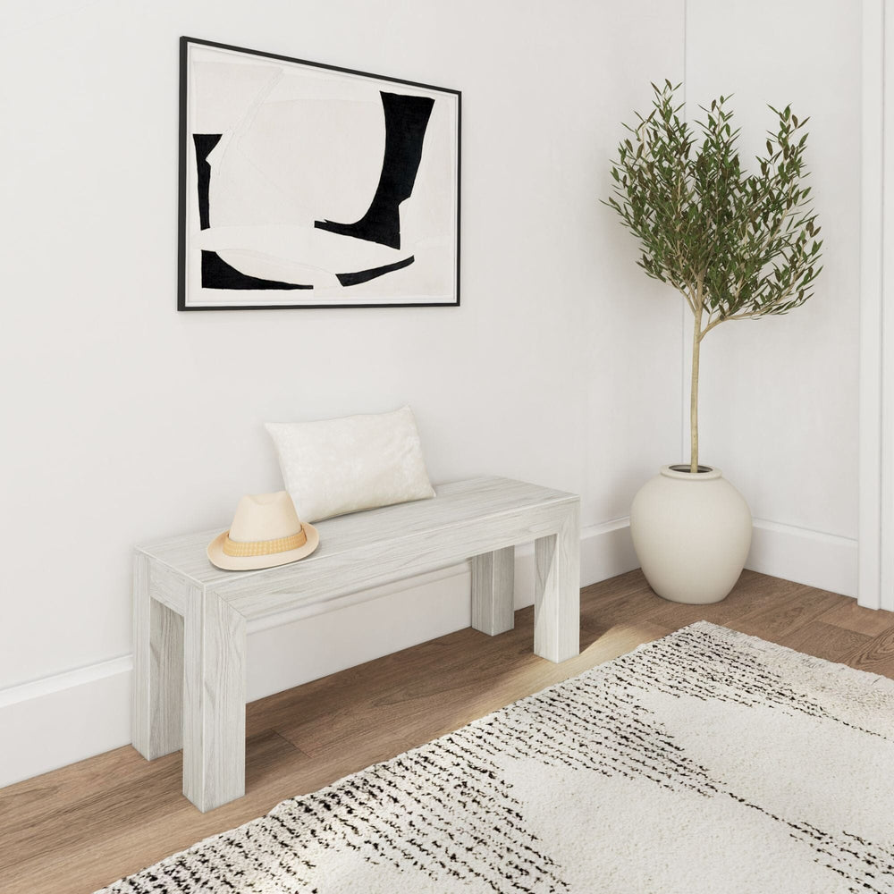 Modern Dining Room Bench - 49" Dining Bench Plank+Beam White Sand 