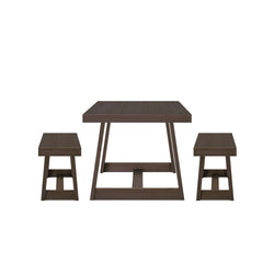Classic Solid Wood Dining Table Set with 2 Benches Dining Plank+Beam 