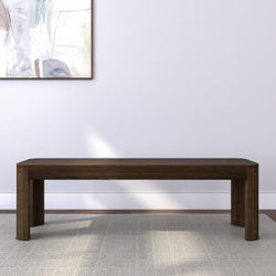 2400314000-008 : Dining Bench Modern Rounded Dining Bench (58in / 1474mm), Walnut