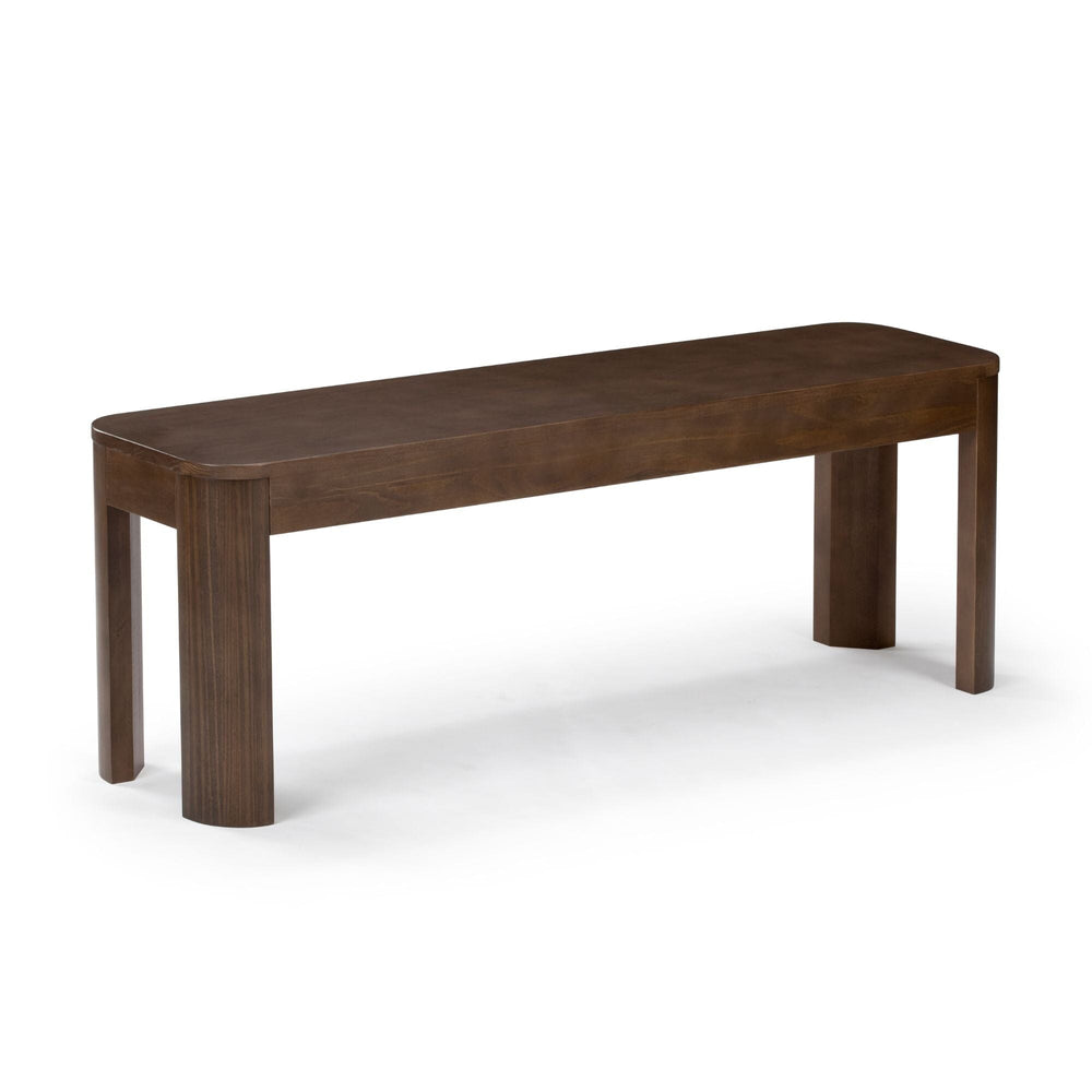 2400314000-008 : Dining Bench Modern Rounded Dining Bench (58in / 1474mm), Walnut