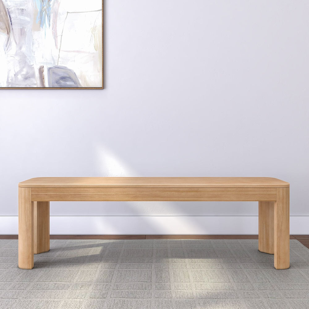 2400314000-010 : Dining Bench Modern Rounded Dining Bench (58in / 1474mm), Blonde