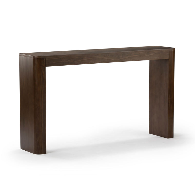 Modern wooden console table with a sleek, minimalist design.