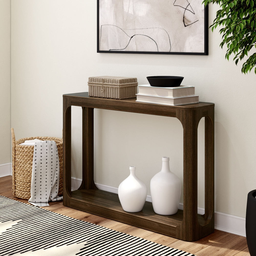 Contour Solid Wood Console Table with Shelf, 46