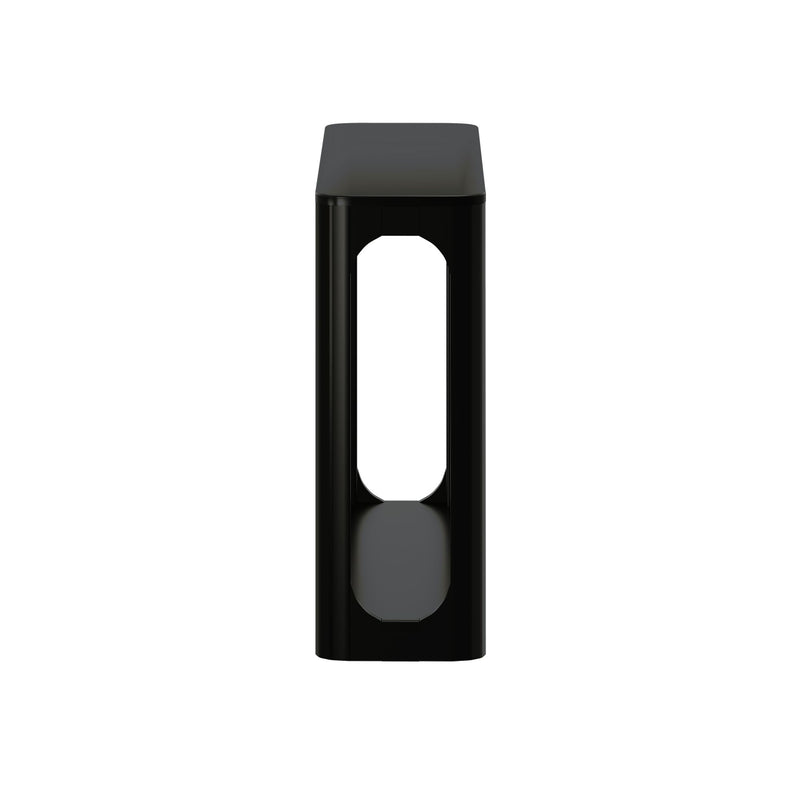 Black modern chair design with minimalist geometric shape.
