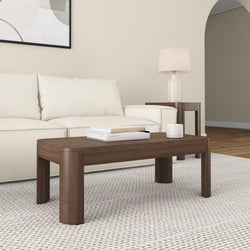 2400505001-008 : Coffee Table Modern Rounded Rectangular Coffee Table (40in x 20in / 1020mm x 510mm), Walnut