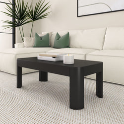 2400505001-170 : Coffee Table Modern Rounded Rectangular Coffee Table (40in x 20in / 1020mm x 510mm), Black