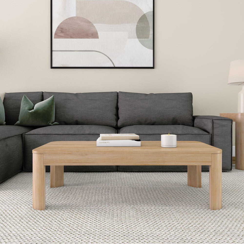 2400507001-010 : Coffee Table Modern Rounded Rectangular Coffee Table (48in x 24in / 1220mm x 610mm), Blonde