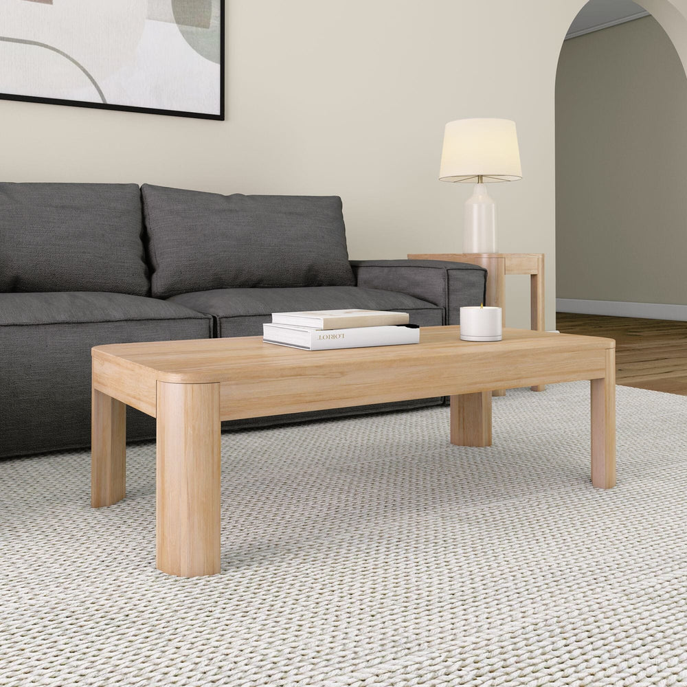 2400507001-010 : Coffee Table Modern Rounded Rectangular Coffee Table (48in x 24in / 1220mm x 610mm), Blonde