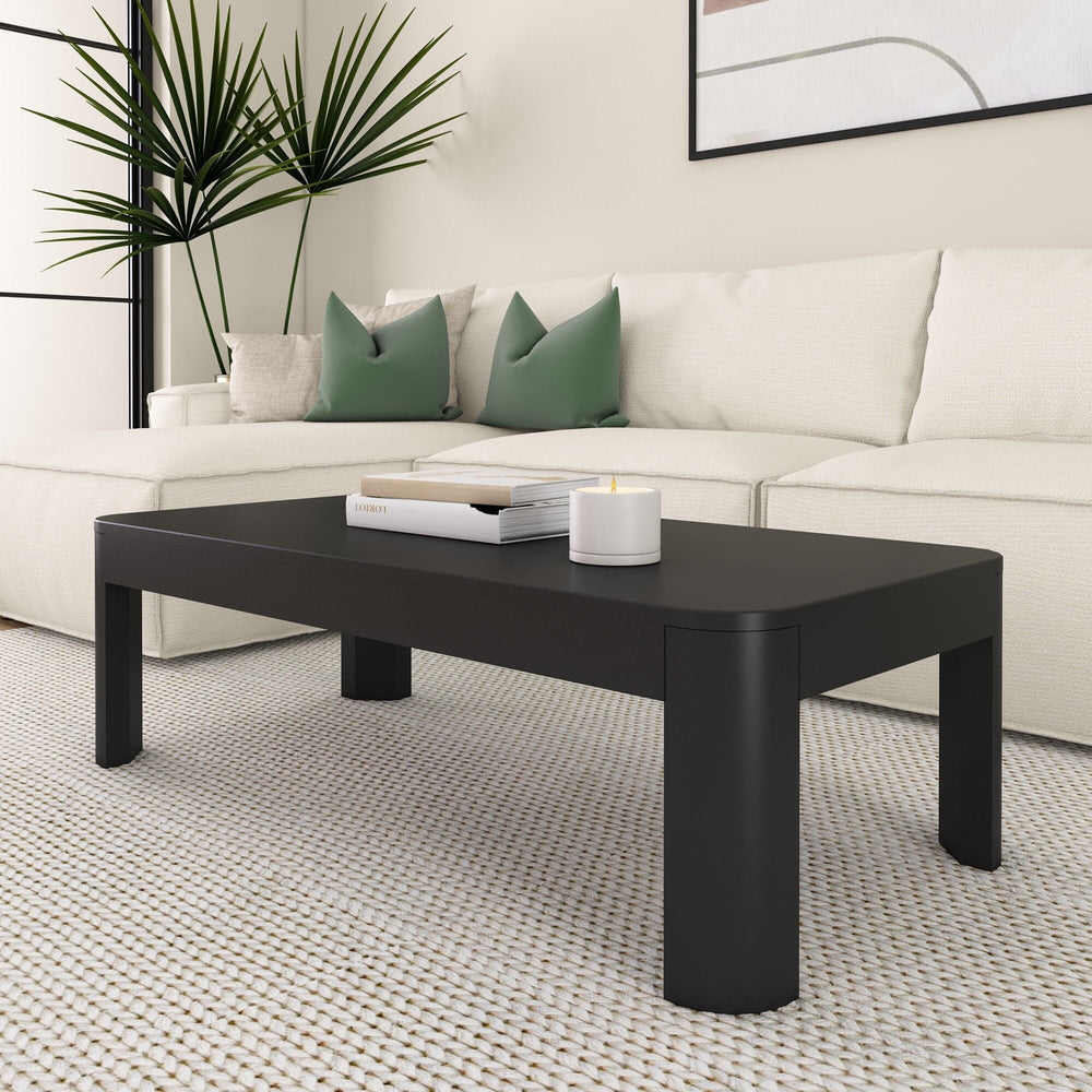2400507001-170 : Coffee Table Modern Rounded Rectangular Coffee Table (48in x 24in / 1220mm x 610mm), Black