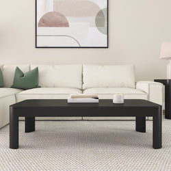 2400508001-170 : Coffee Table Modern Rounded Rectangular Coffee Table (54in x 24in / 1370mm x 610mm), Black