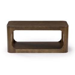 2400515000-008 : Coffee Table Modern Rounded Rectangular Coffee Table with Shelf (40in x 20in / 1020mm x 510mm), Walnut
