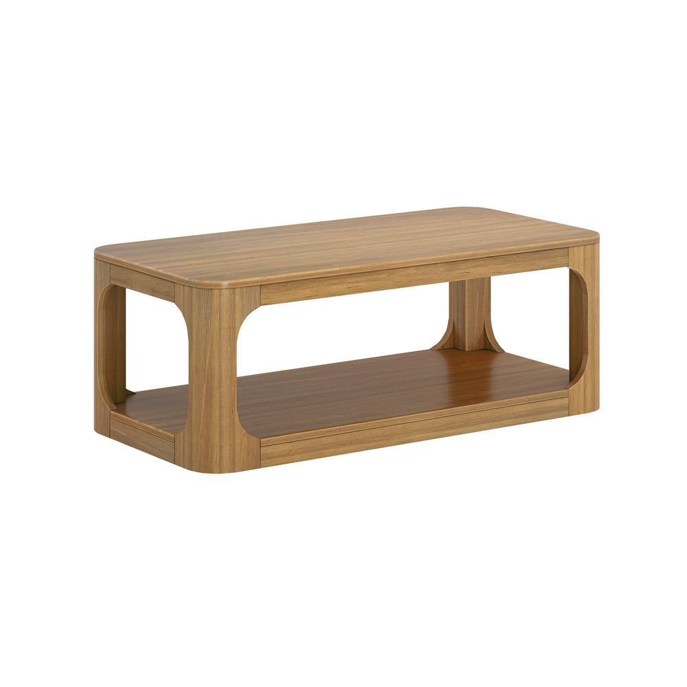 2400517000-007 : Coffee Table Modern Rounded Rectangular Coffee Table with Shelf (48in x 24in / 1220mm x 610mm), Pecan