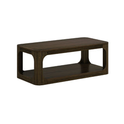 2400517000-008 : Coffee Table Modern Rounded Rectangular Coffee Table with Shelf (48in x 24in / 1220mm x 610mm), Walnut
