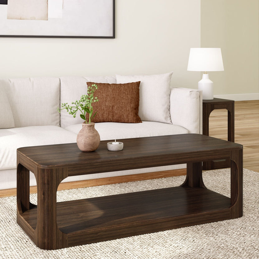 Forma Solid Wood Coffee Table with Shelf, 54