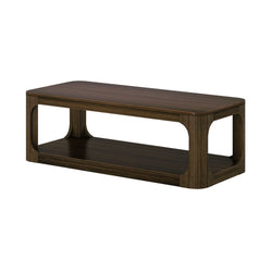 2400518000-008 : Coffee Table Modern Rounded Rectangular Coffee Table with Shelf (54in x 24in / 1370mm x 610mm), Walnut