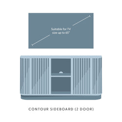 Contour sideboard with two doors suitable for TVs up to 65 inches.