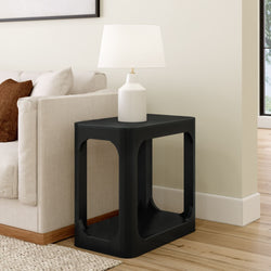 2400524000-170 : Side Table Modern Rounded Rectangular Side Table with Shelf (25in x 15in / 630mm x 375mm), Black