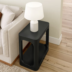2400524000-170 : Side Table Modern Rounded Rectangular Side Table with Shelf (25in x 15in / 630mm x 375mm), Black
