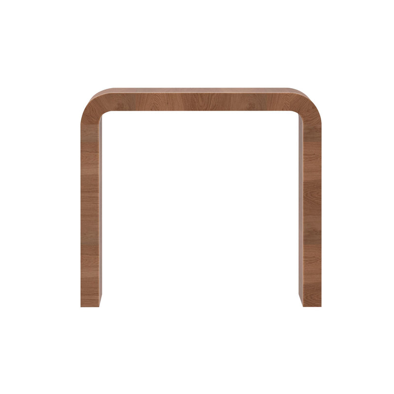 Curved wooden table leg detail from a modern table furniture design.