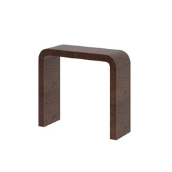 Modern wooden console table with a sleek, minimalist design in dark brown finish.