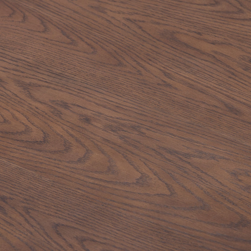 Close-up of brown oak wood grain texture on hardwood tabletop, natural rustic wood background for flooring, furniture and interior design