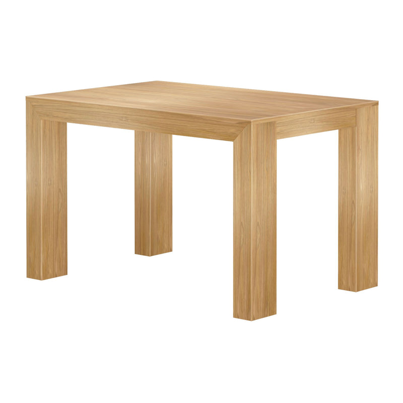 Stylish wooden dining table with sleek design and natural wood finish.