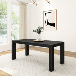 Modern Solid Wood Dining Table - 72" Dining Table Plank+Beam Black Wirebrush 