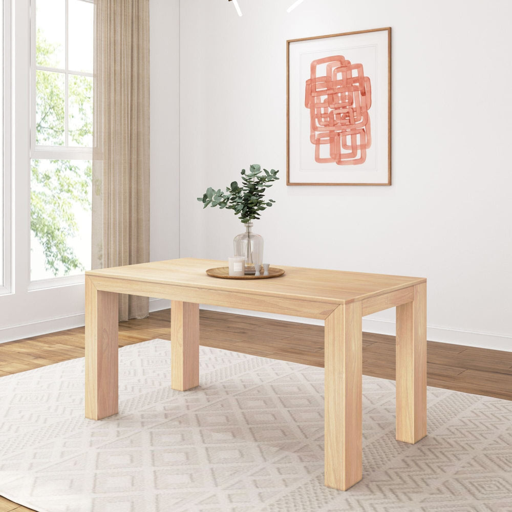 Modern Solid Wood Dining Table - 60 Inches Dining Table Plank+Beam Blonde Wirebrush 