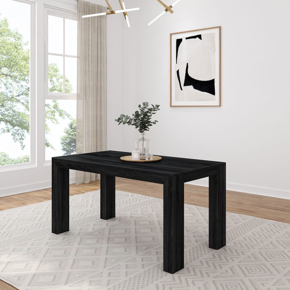 Modern Solid Wood Dining Table - 60 Inches Dining Table Plank+Beam Black Wirebrush 