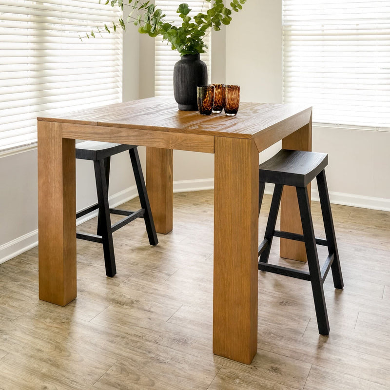 Modern Counter Height Dining Table - 41" Dining Table Plank+Beam Pecan Wirebrush 