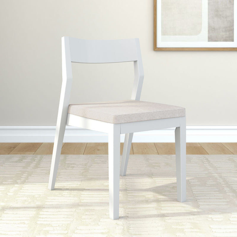 Solid Wood Upholstered Dining Chair Dining Chair Plank+Beam White Cream 
