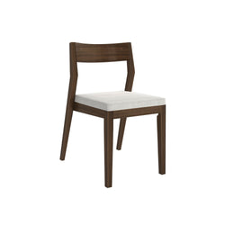 Solid Wood Upholstered Dining Chair Dining Chair Plank+Beam Walnut Cream 