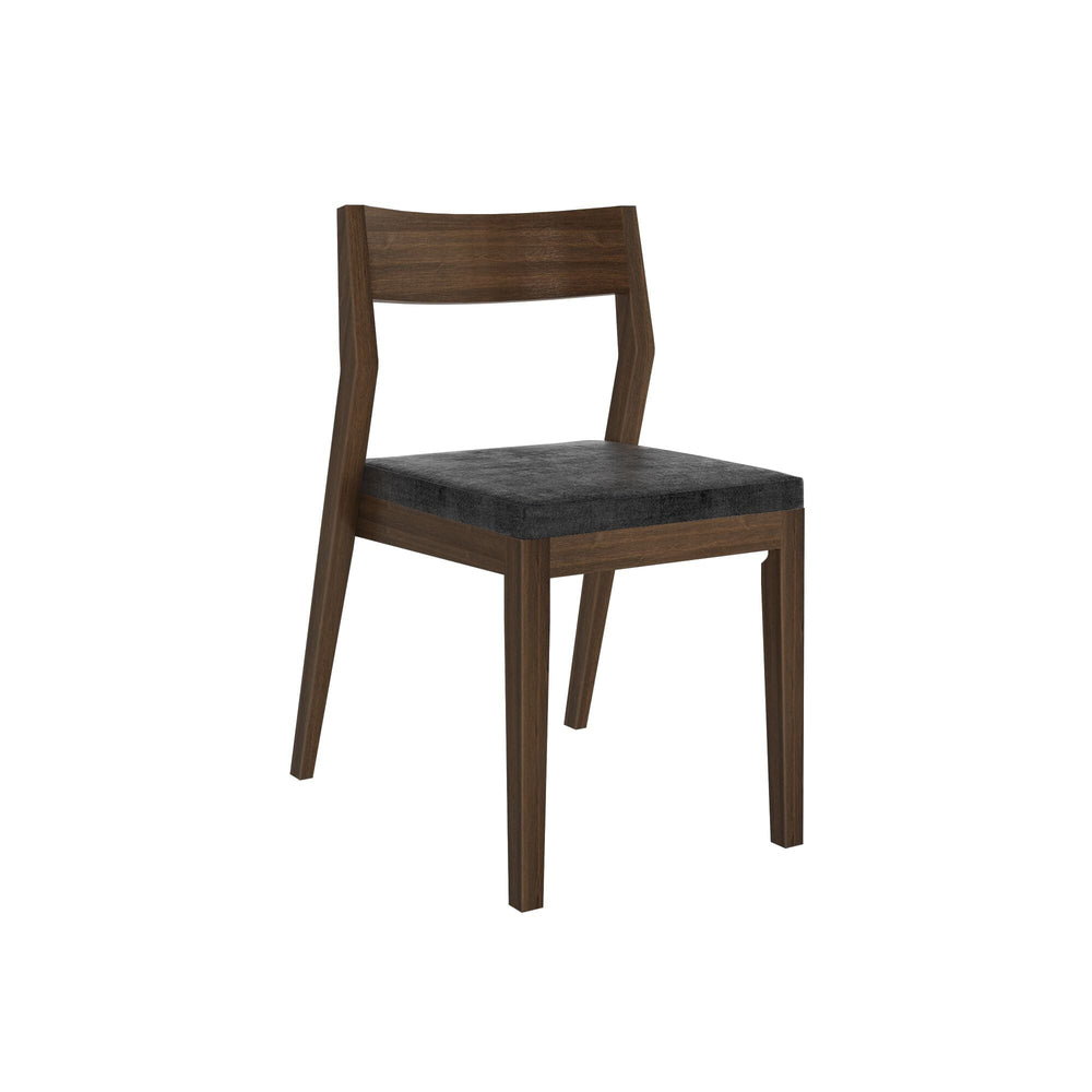 Solid Wood Upholstered Dining Chair Dining Chair Plank+Beam Walnut Onyx 