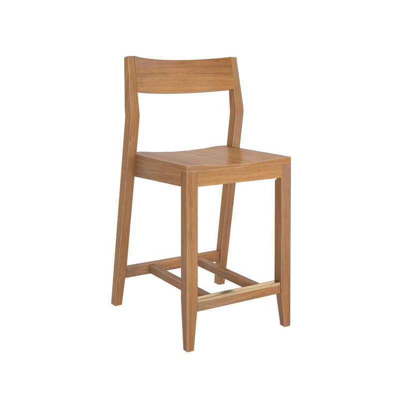 Minimalist wooden dining chair with natural finish and sleek design.